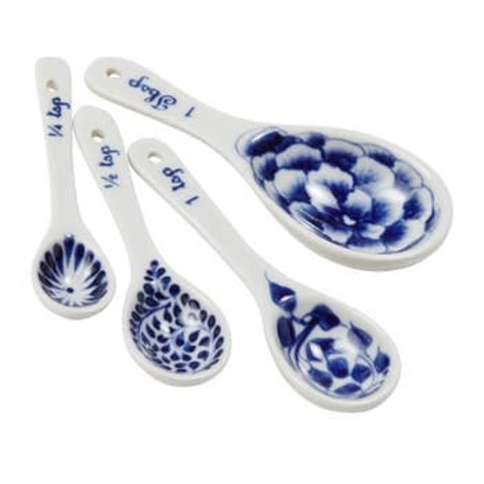 Ten Thousand Villages USA Blue Flower Measuring Spoon Set, Vietnam