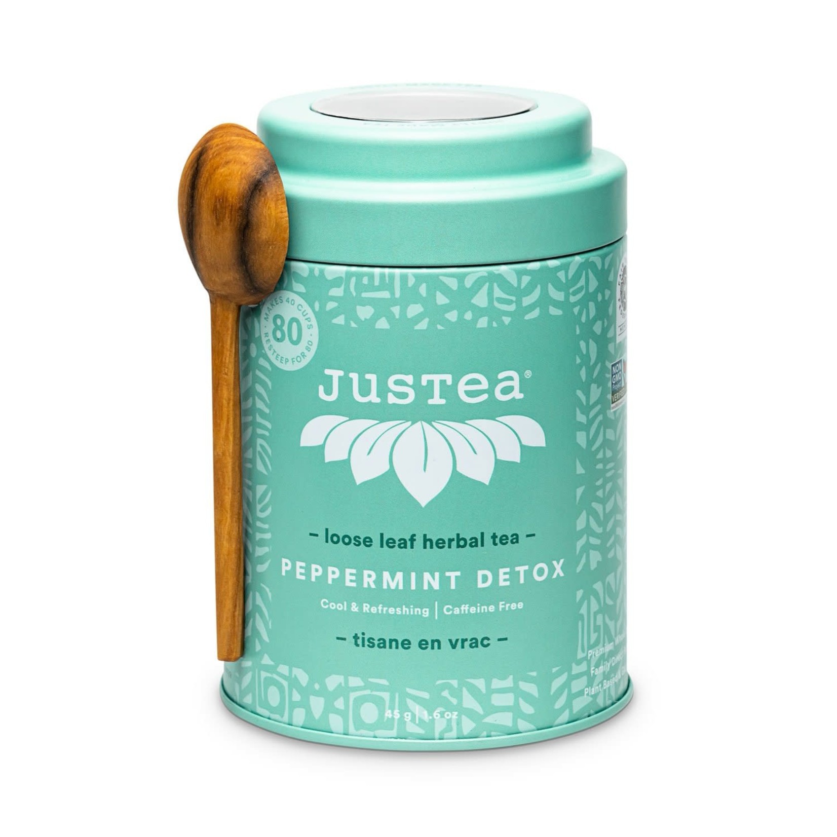 JusTea Justea Peppermint Detox Loose Tea Tin with Spoon