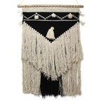 Global Crafts Handwoven Boho Wall Hanging Charcoal and Cream, India