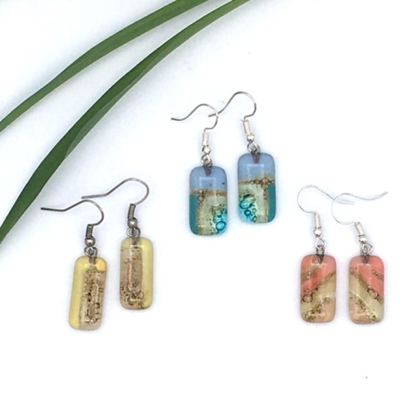 Women of the Cloud Forest Small Glass Earrings Rectangle, Nicaragua