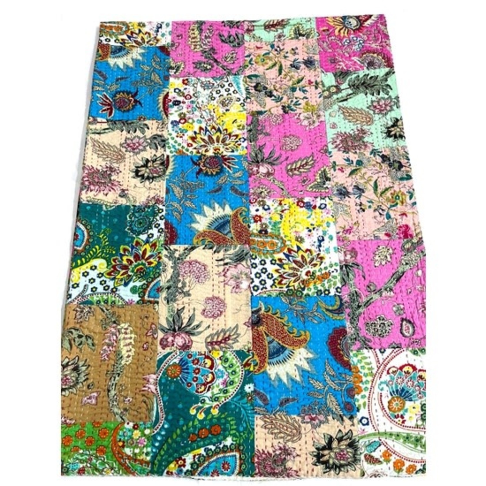 Mira Fair Trade Cotton Patchwork Kantha Quilt Large, India