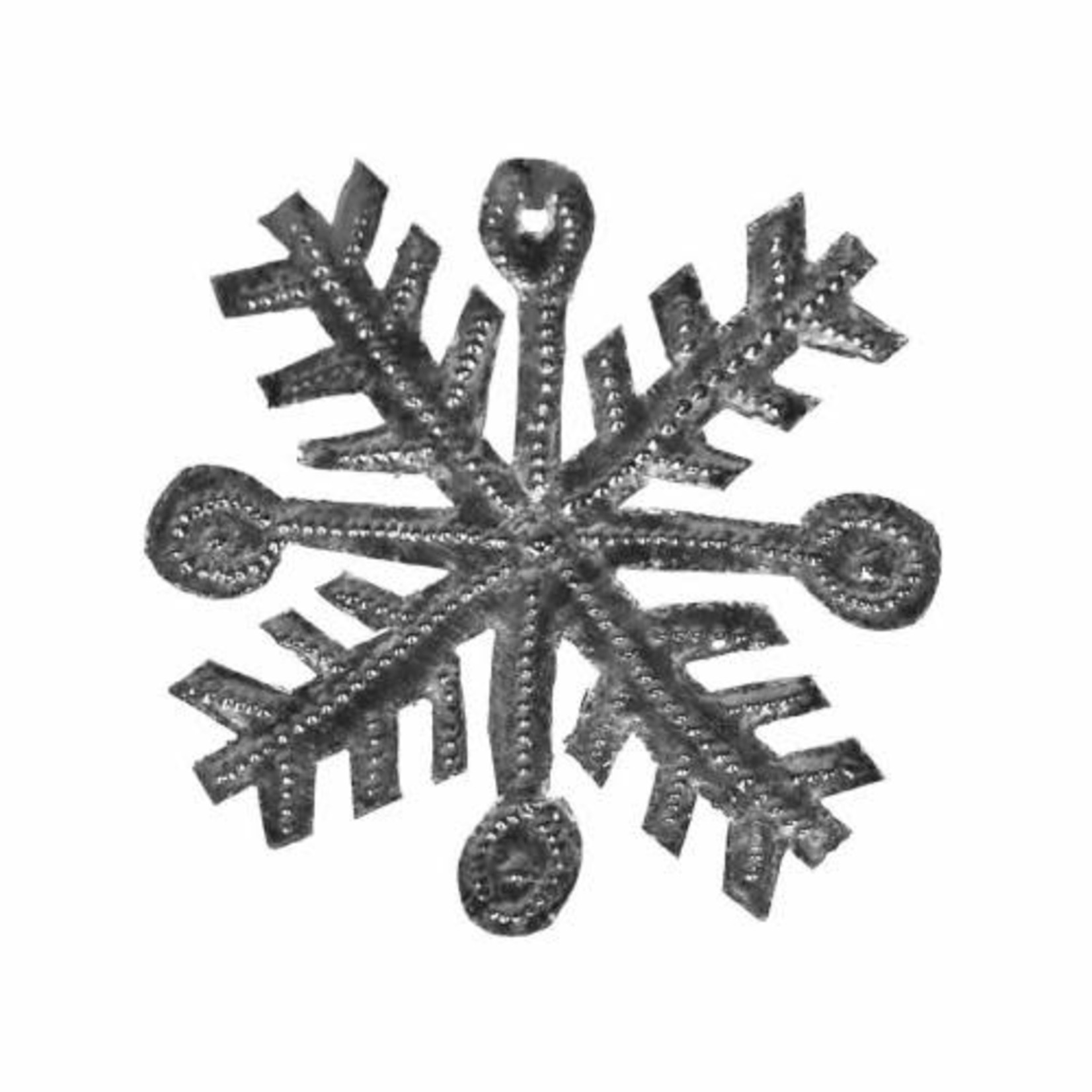 Global Crafts 3" x 3" Snowflake Haitian Drum Ornament, Haiti