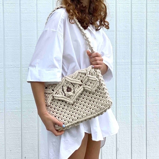 Macrame side bag sale