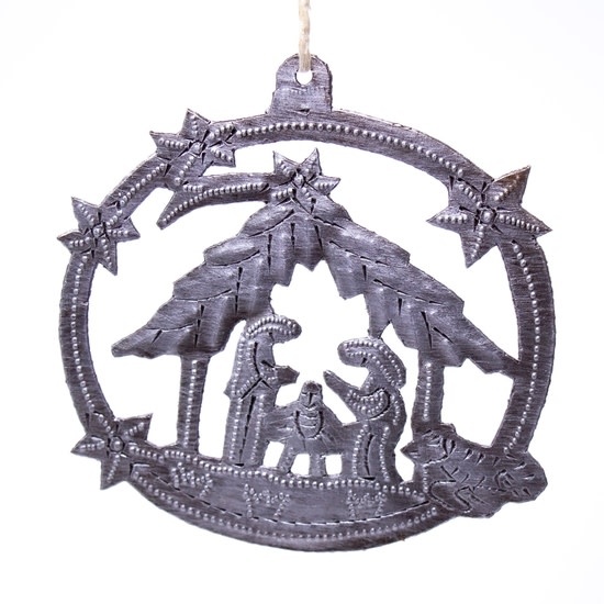 Round Ornament With Nativity Scene Steel Drum, Haiti Brandon Ten Thousand Villages