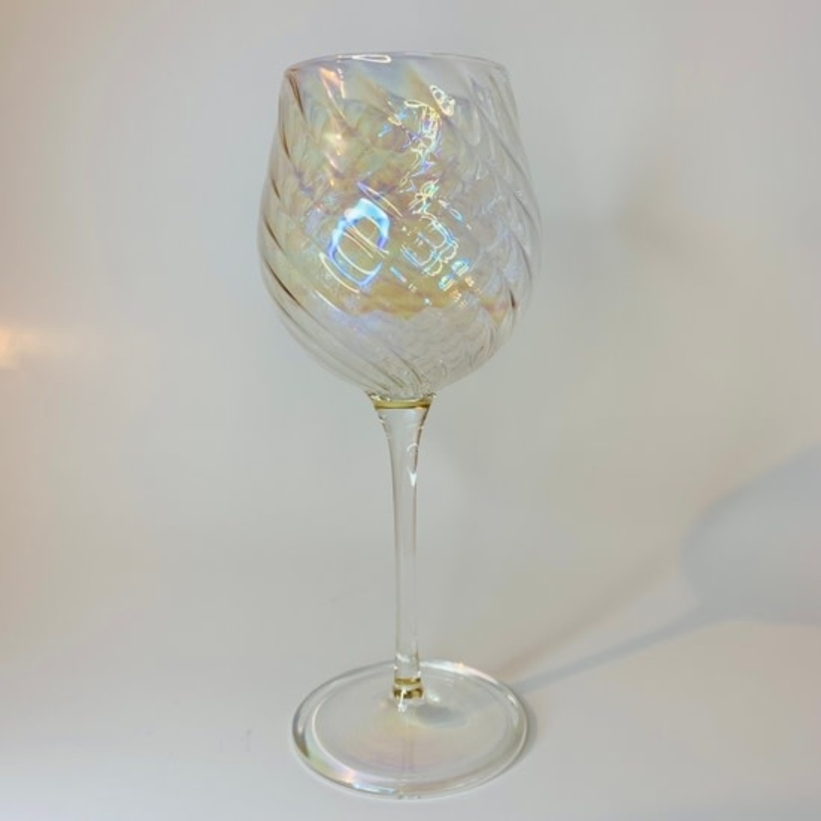 Dandarah Blown Glass Long Stem Wine Glass Iridescent, Egypt