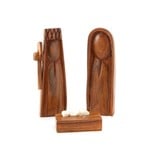 Swahili African Modern Small Three-Piece Mozambican Sandalwood Nativity, Mozambique