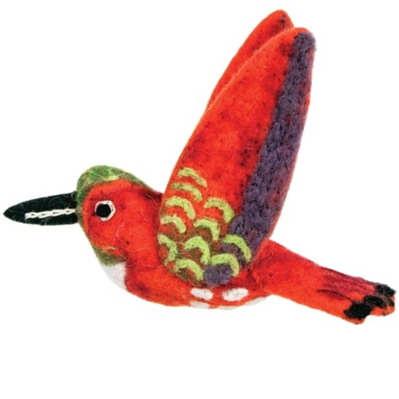 Dzi Handmade Rufous Hummingbird Felt Ornament, Nepal