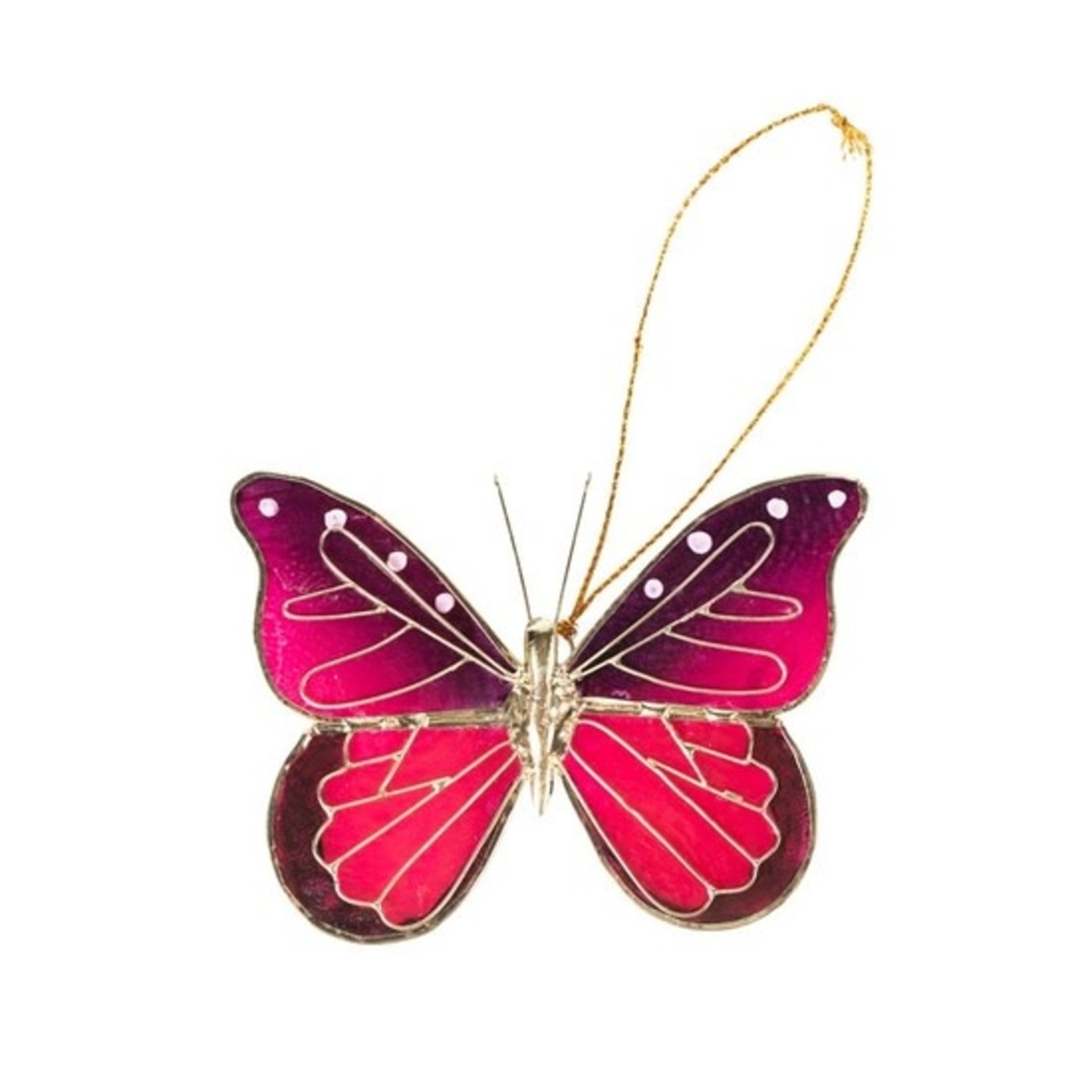 Ten Thousand Villages USA Pink Capiz Butterfly Ornament, Philippines