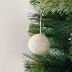 Azizi Life Striped Woven Ball Ornament - All White