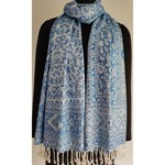 The Red Sari Cornflower Blue Floral Scarf, India