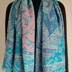 The Red Sari Paisley Scarf Turquoise, India