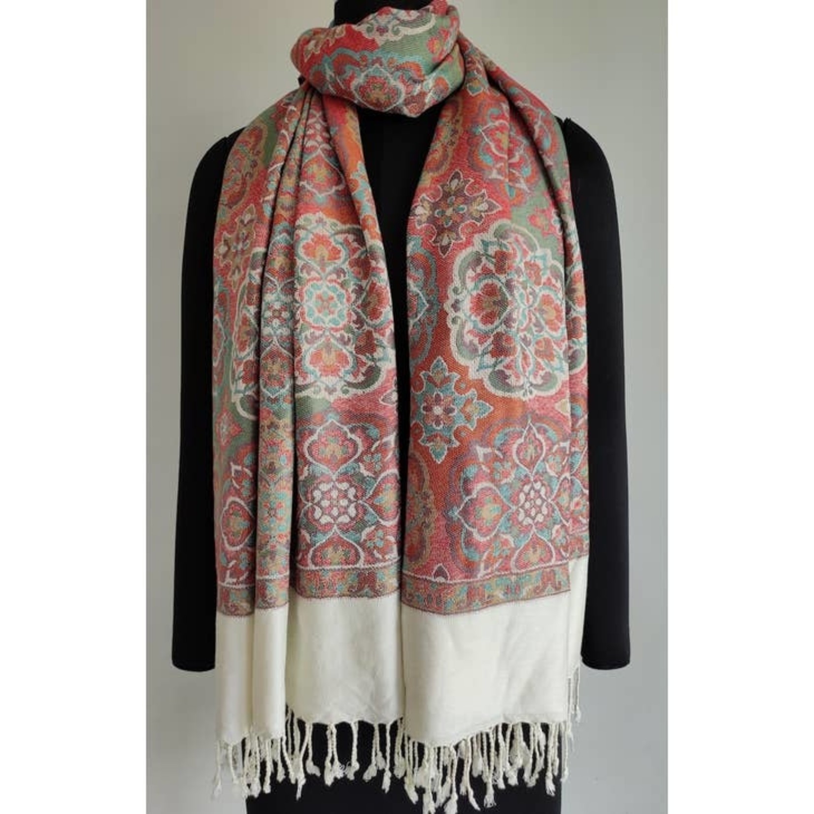 The Red Sari Peach Byzantine Scarf, India