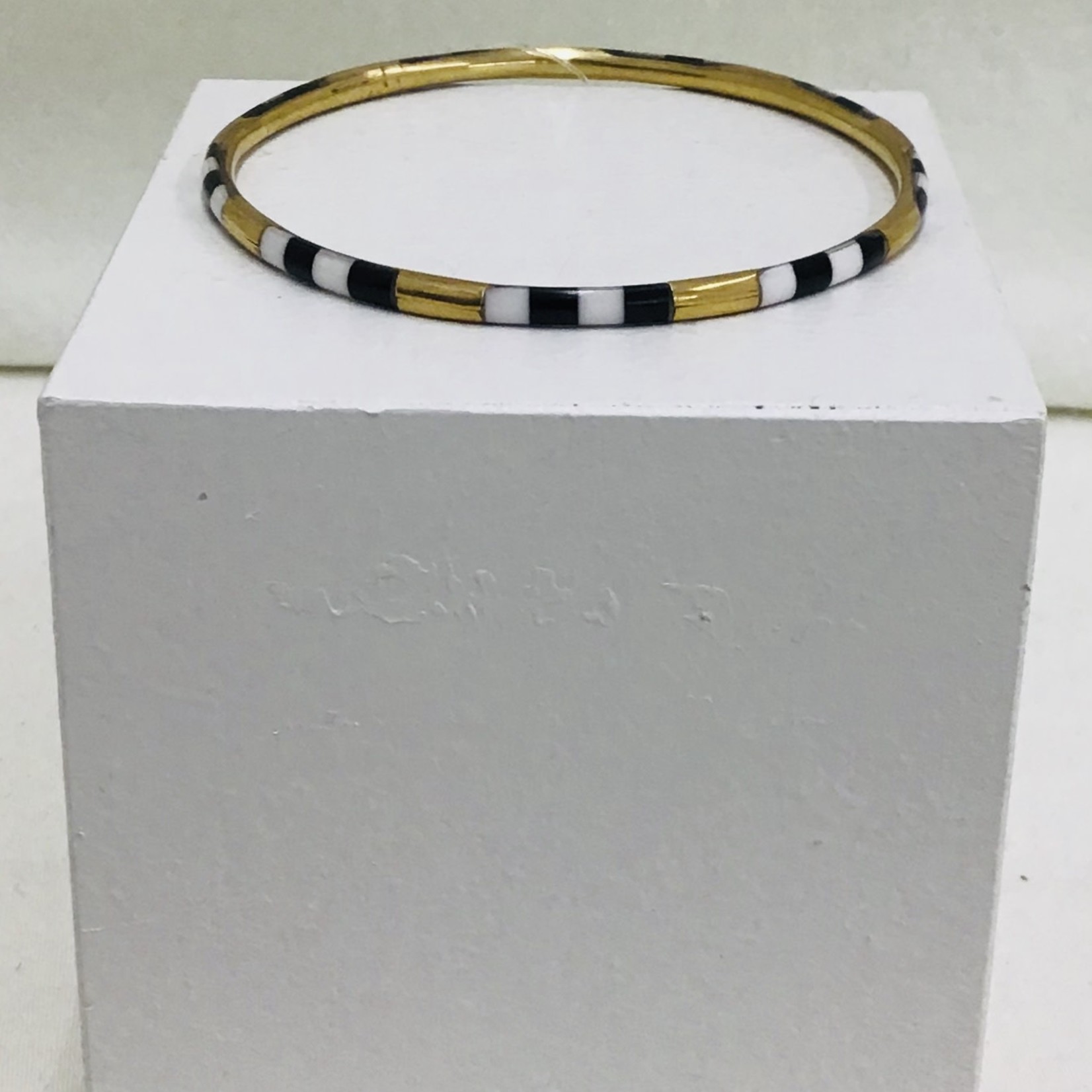 Ten Thousand Villages Gold and Black Bangle Bracelet