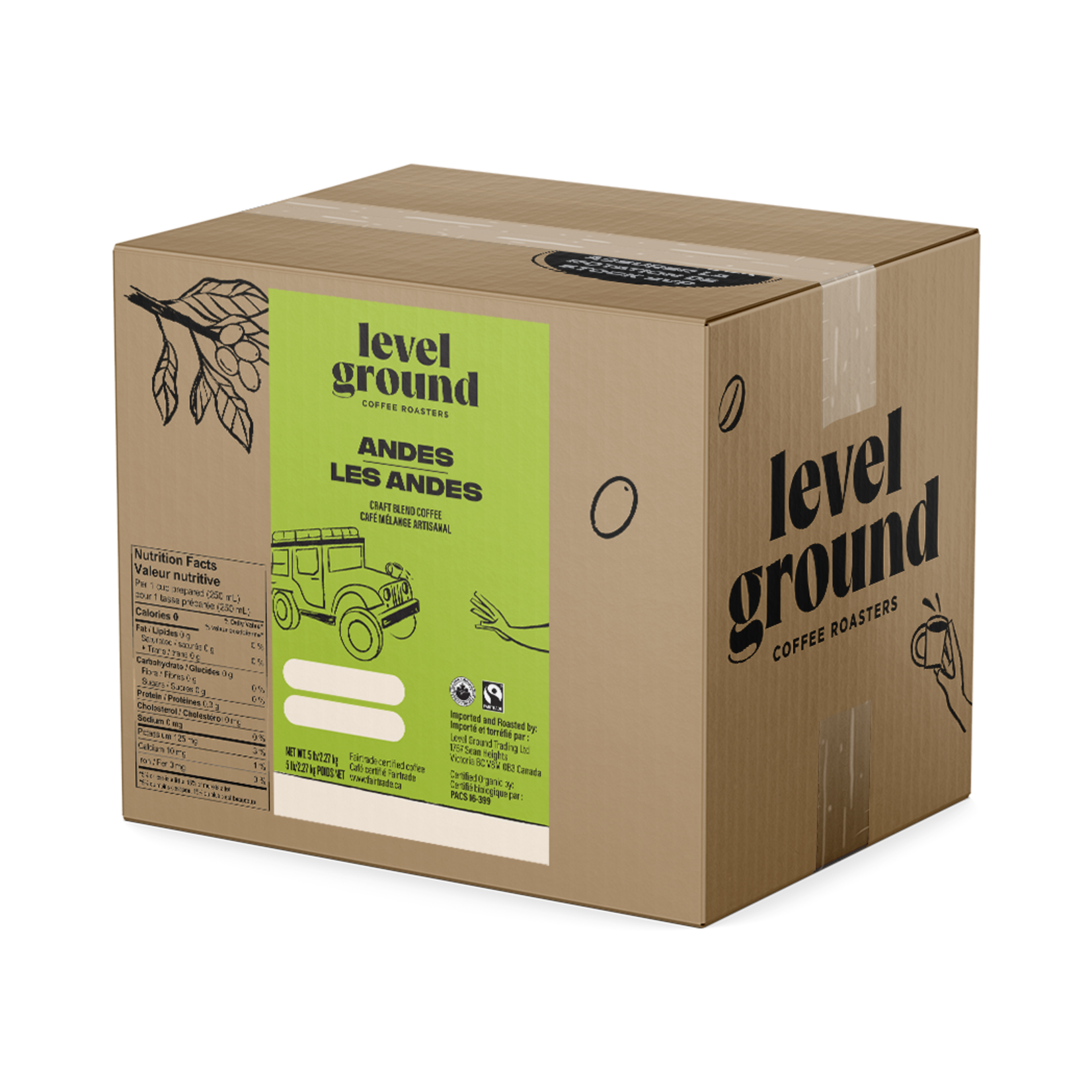 Level Ground Coffee - Level Ground Andes Mountain Bean - 5lb Box