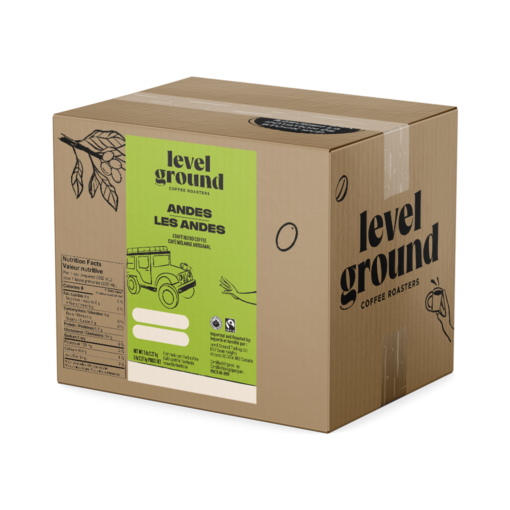 Level Ground Coffee - Level Ground Andes Mountain Ground - 5lb Box