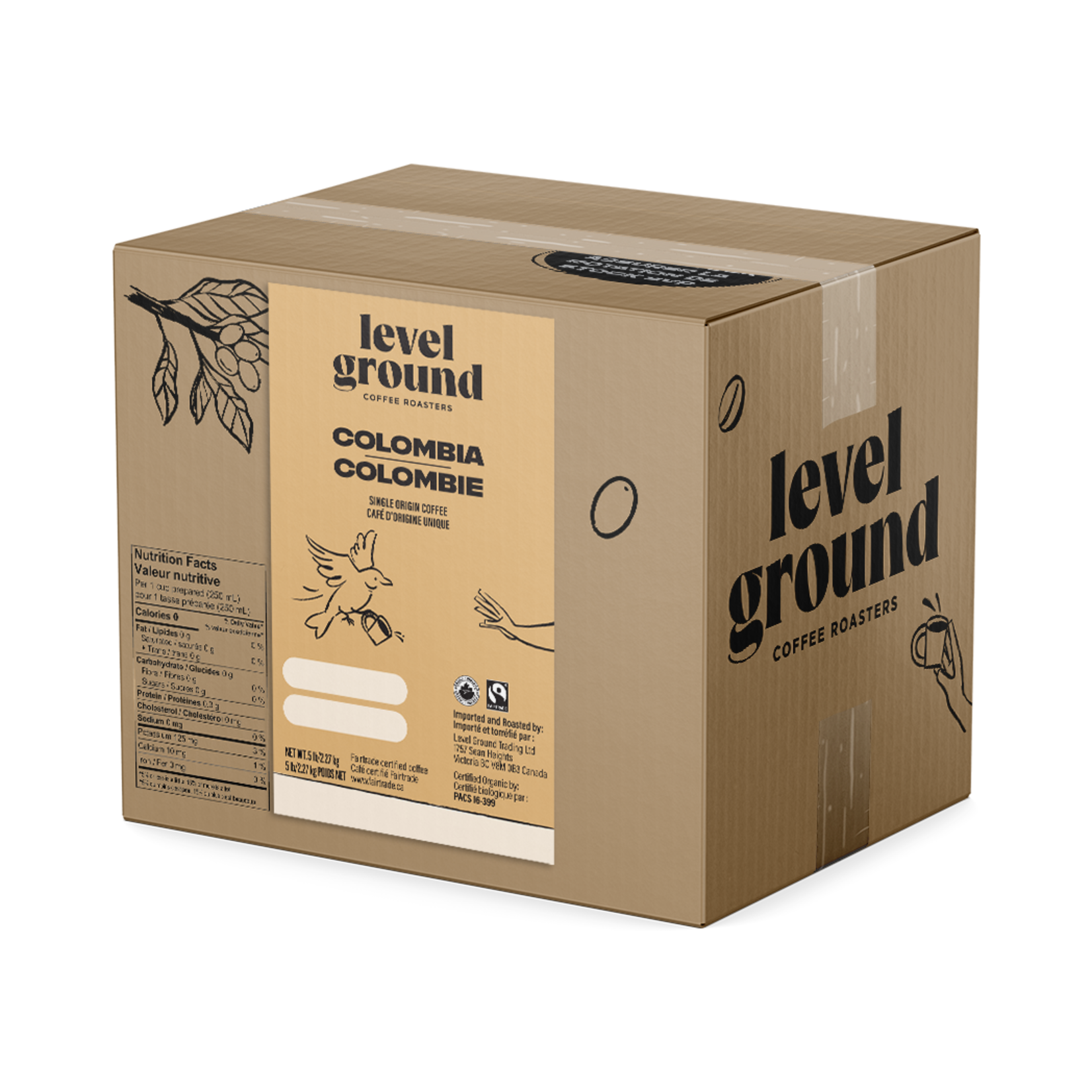 Level Ground Coffee - Level Ground Colombia Bean - 5lb Box