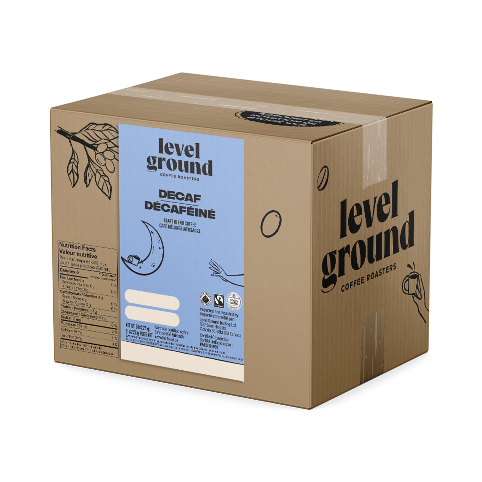 Level Ground Coffee - Level Ground Decaf Bean - 5lb Box