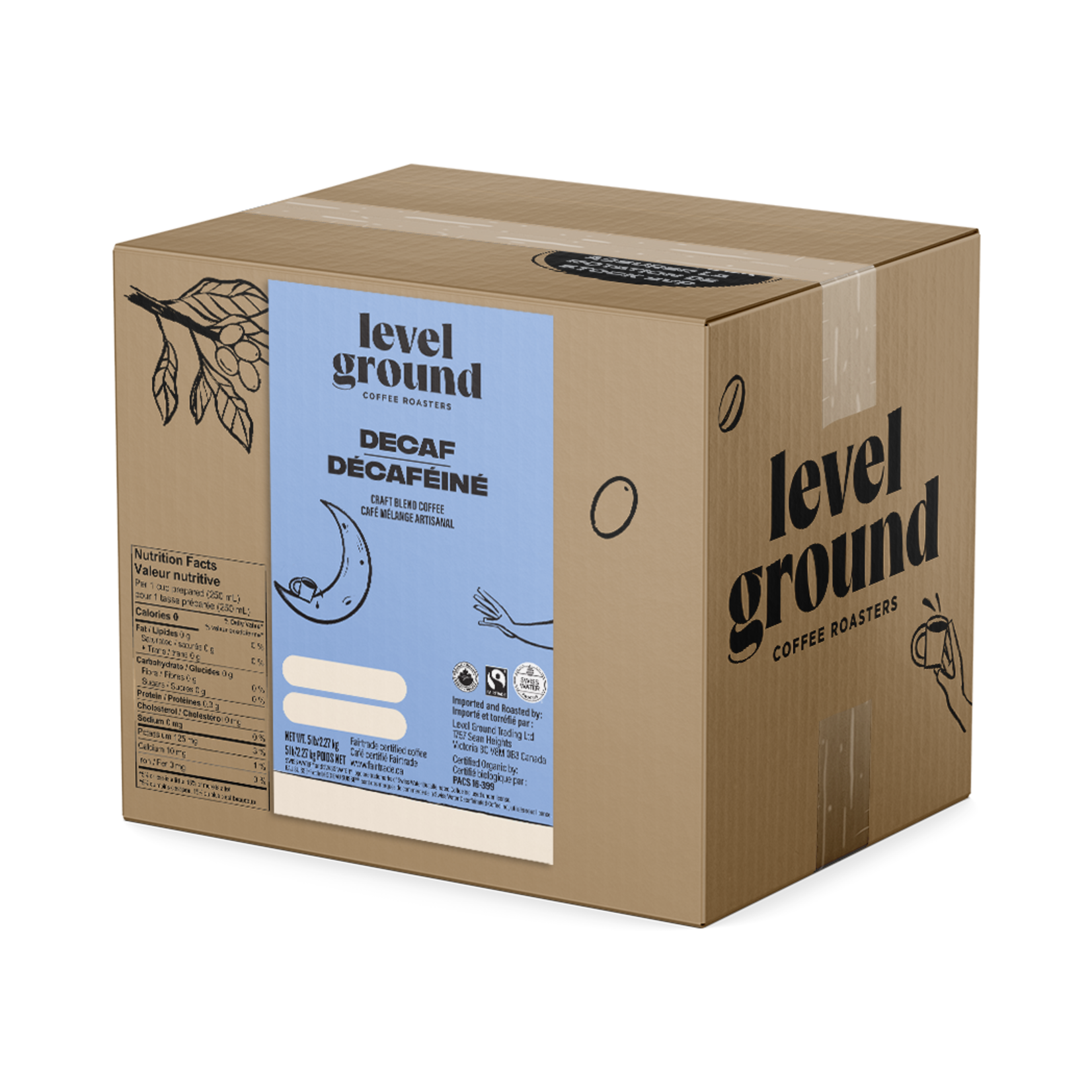 Level Ground Coffee - Level Ground Decaf Ground - 5lb Box