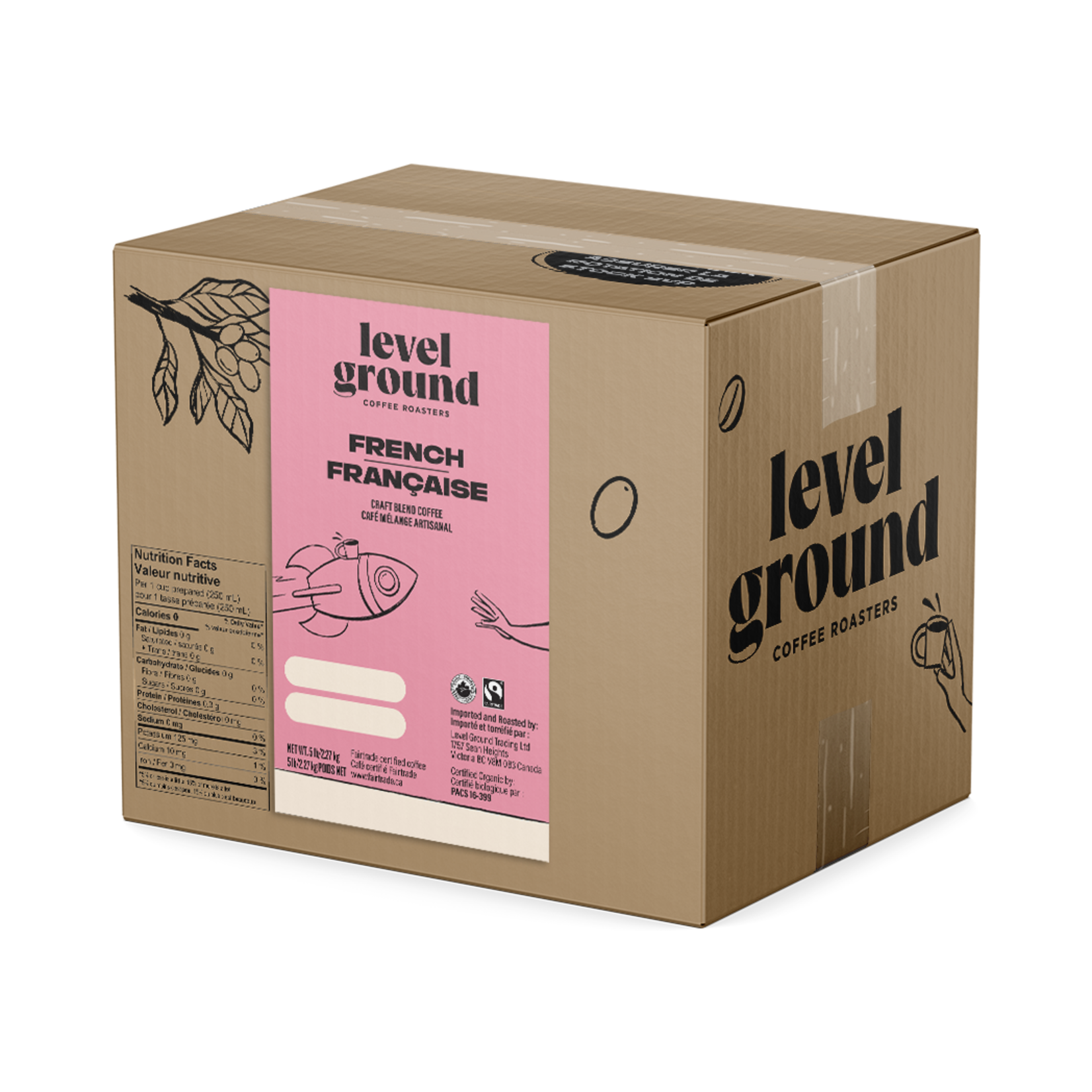 Level Ground Coffee - Level Ground French Roast Bean -5lb Box