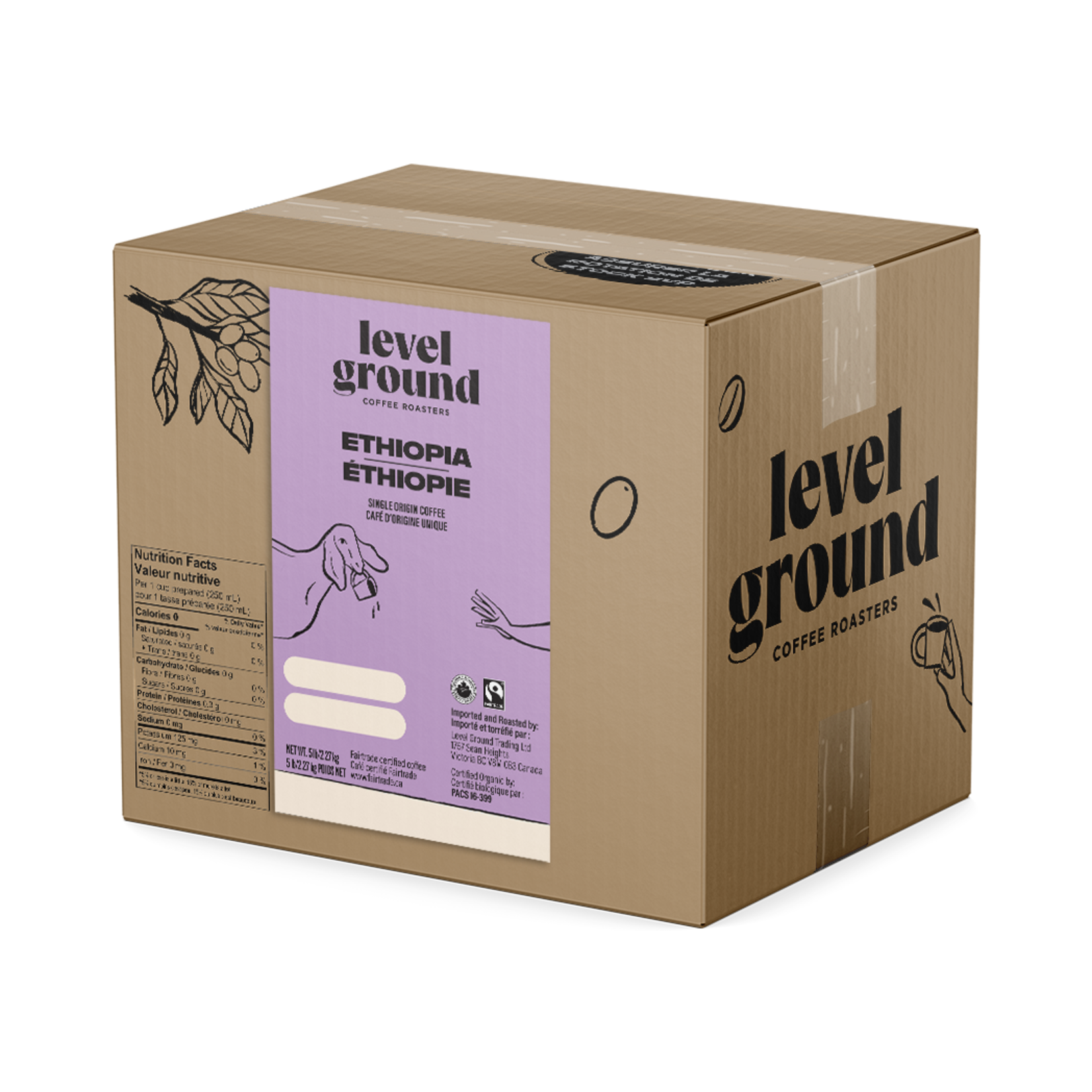 Level Ground Coffee - Level Ground Ethiopia Bean - 5lb Box