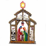 Global Crafts Haitian Cut Metal Tabletop Nativity with Barn Animals, Haiti