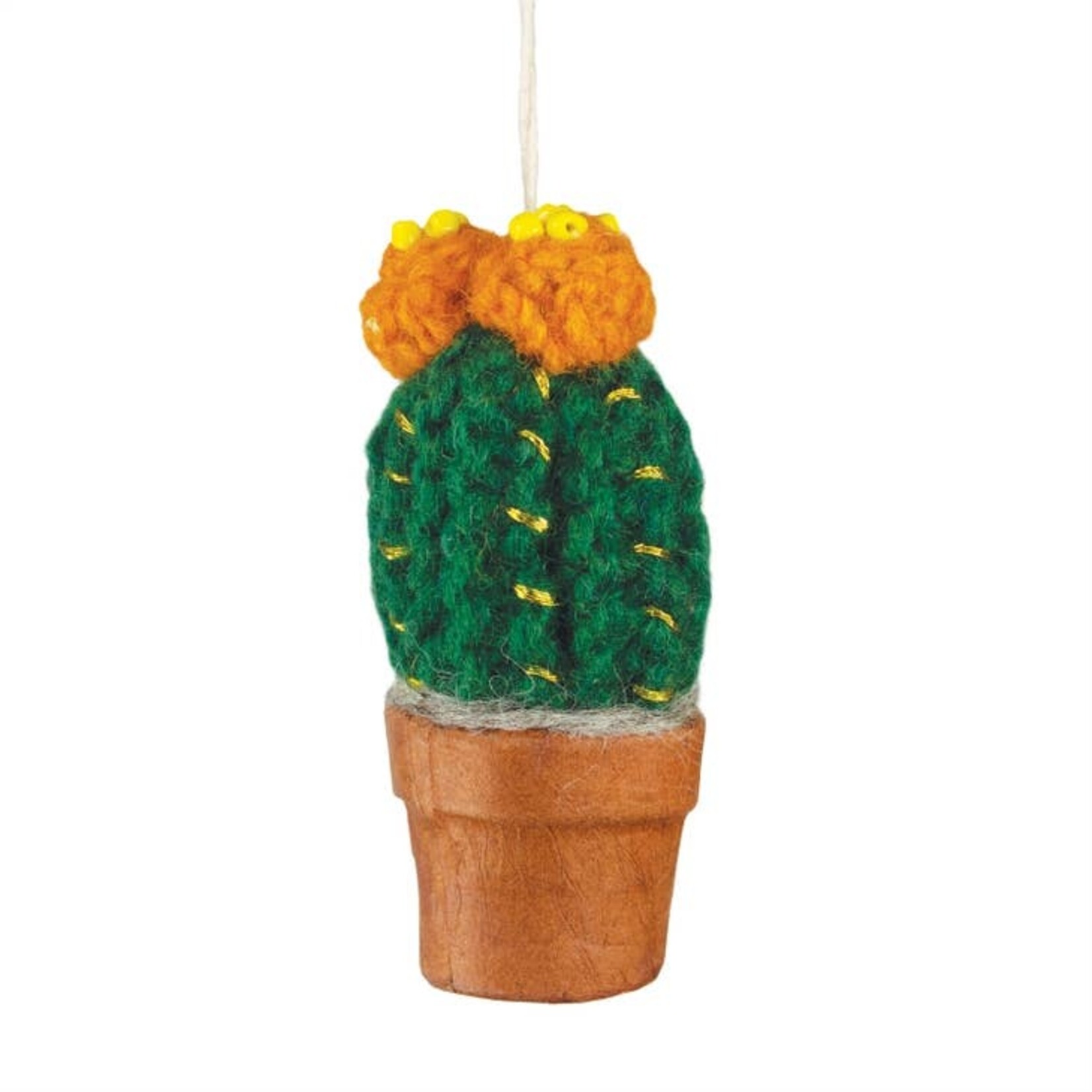 Dzi Handmade Crochet Barrell Cactus Ornament, Nepal
