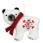 Dzi Handmade Snowflake Polar Bear Felt Ornament, Nepal