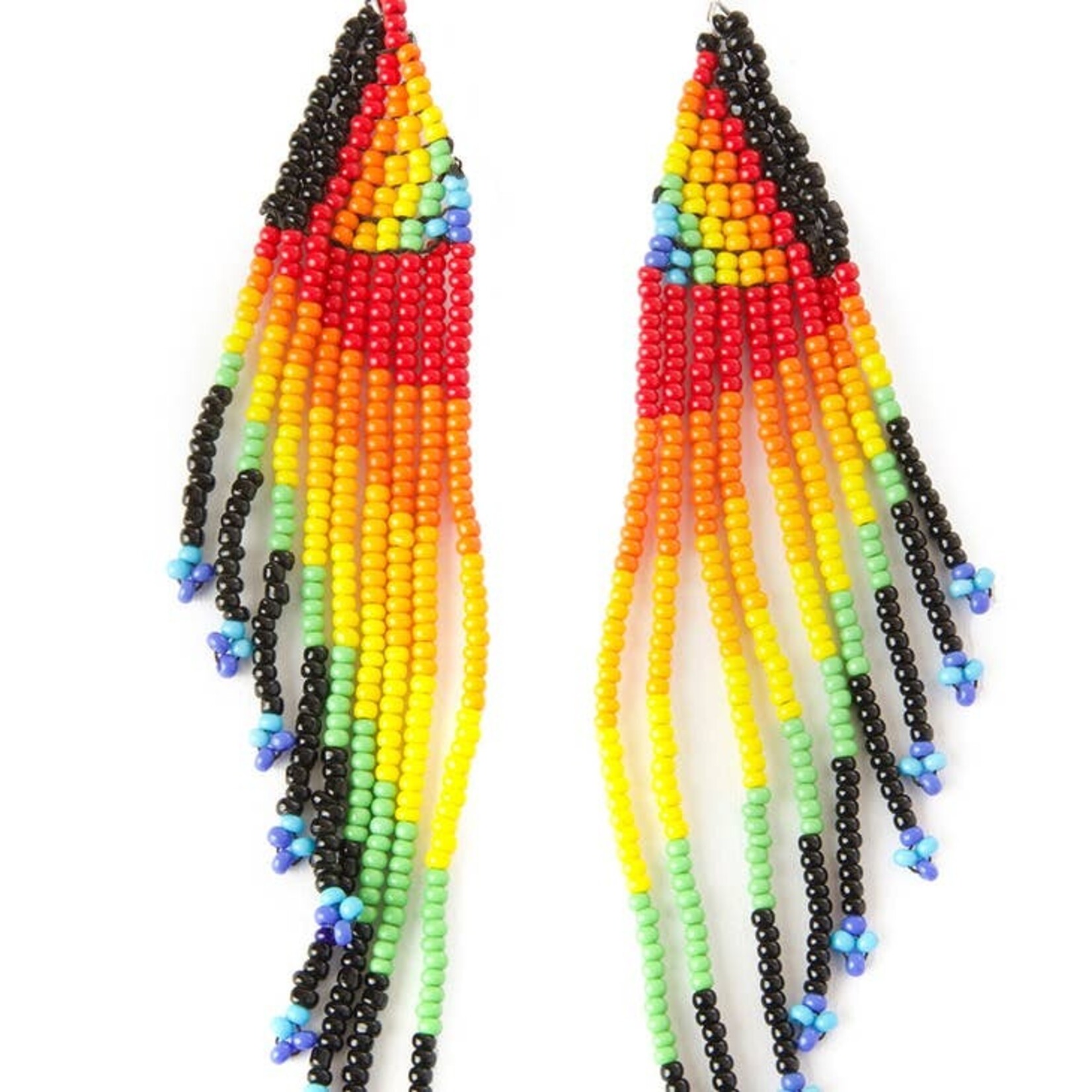 Swahili African Modern Pride and Joy Beaded Rainbow Fringe Earrings, Kenya