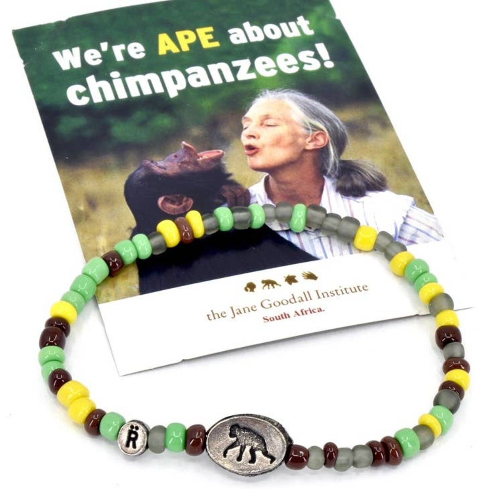 Swahili African Modern We're Ape About Chimpanzees Relate Cause Bracelet, South Africa