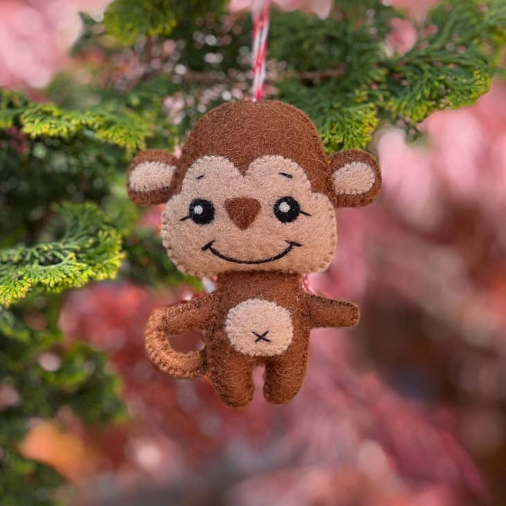 Mr. Ellie Pooh Felt Monkey Ornament, Nepal