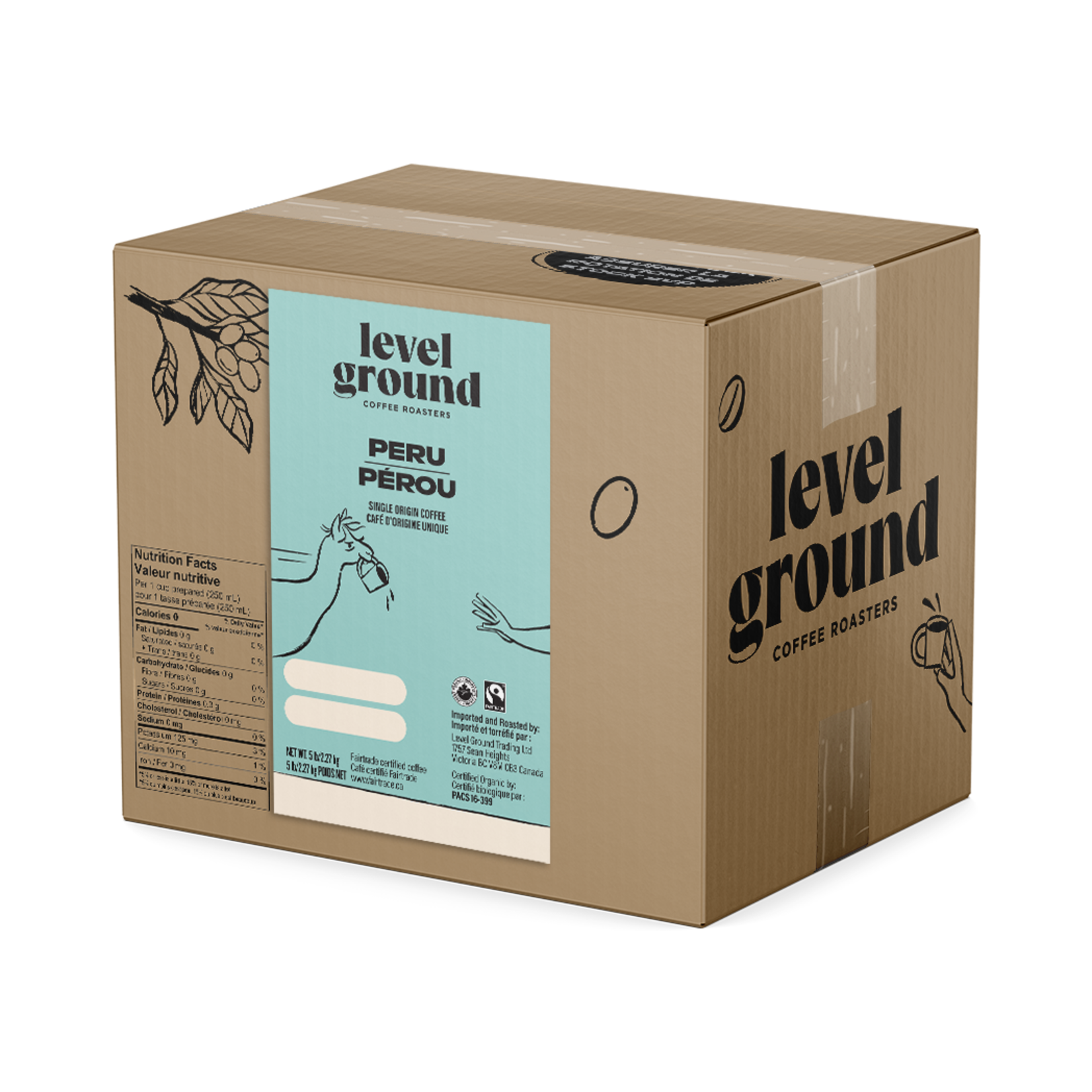 Level Ground Coffee - Level Ground Peru Bean - 5lb Box
