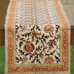 Sevya Handmade Gold and Rose Kalamkari Table Runner, India