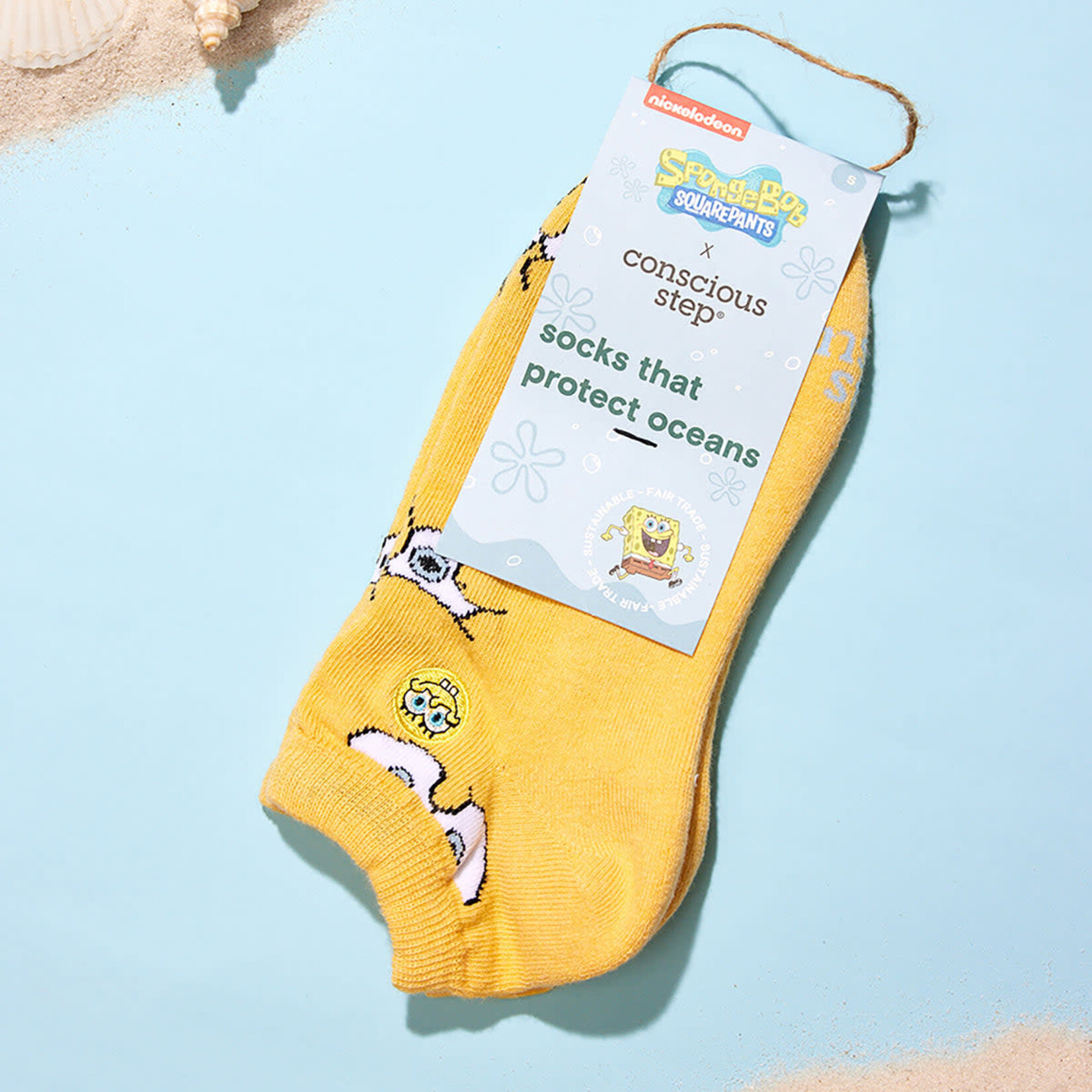 Conscious Step Conscious Step Socks Spongebob Socks that Protect Oceans, Yellow, Small