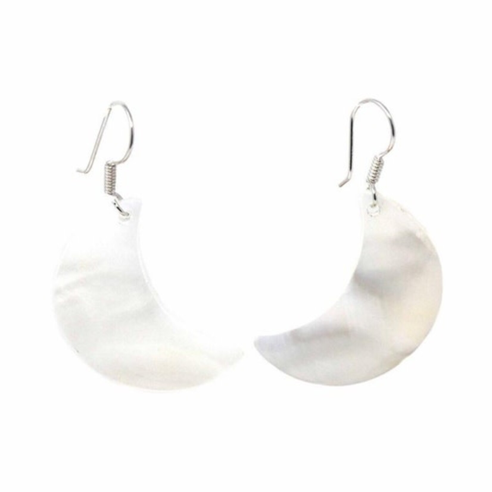 Global Crafts Mother of Pearl Crescent Moon Earrings, Mexico