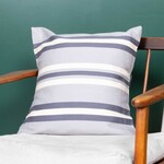 Sobremesa Grey Bold Stripe Cotton Cushion Cover Square, India