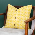 Sobremesa Yellow Petal Silk Cushion Cover Square, India