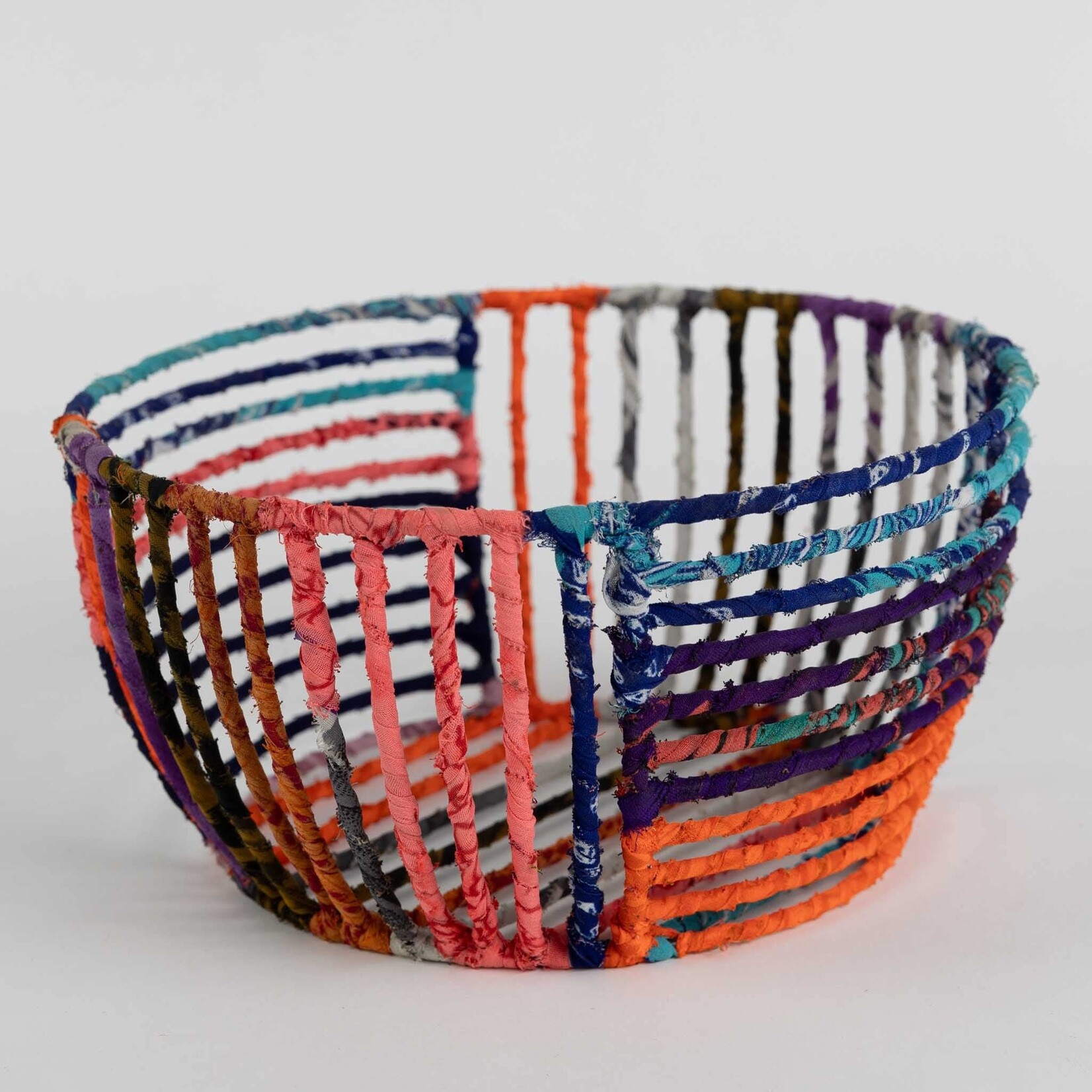 Ten Thousand Villages USA Recycled Sari Wrapped Wire Basket