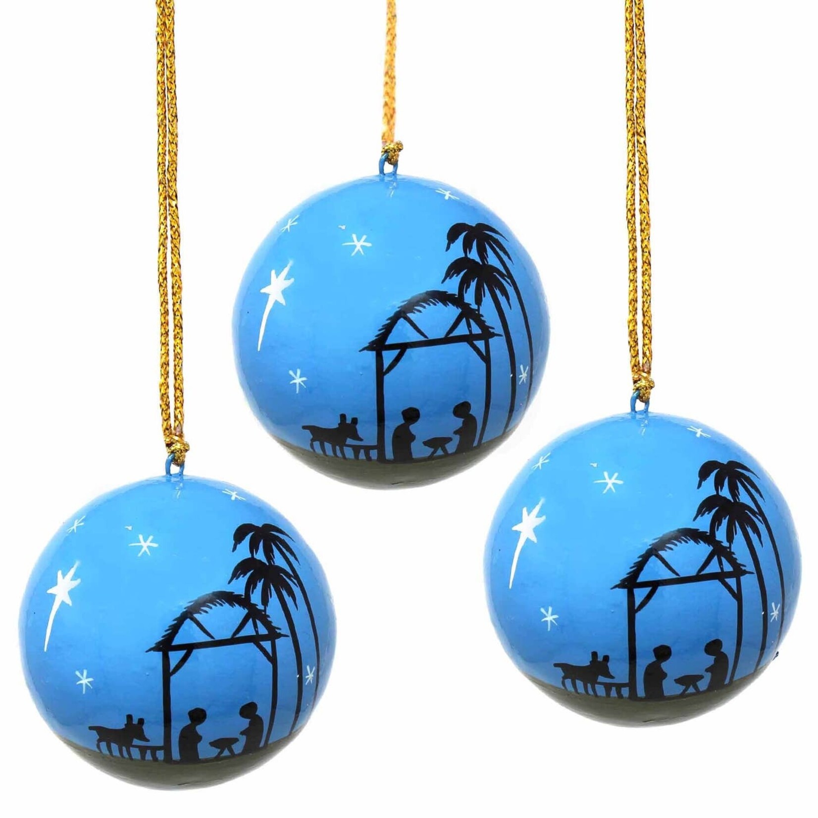 Global Crafts Handpainted Nativity Ball Ornament, India