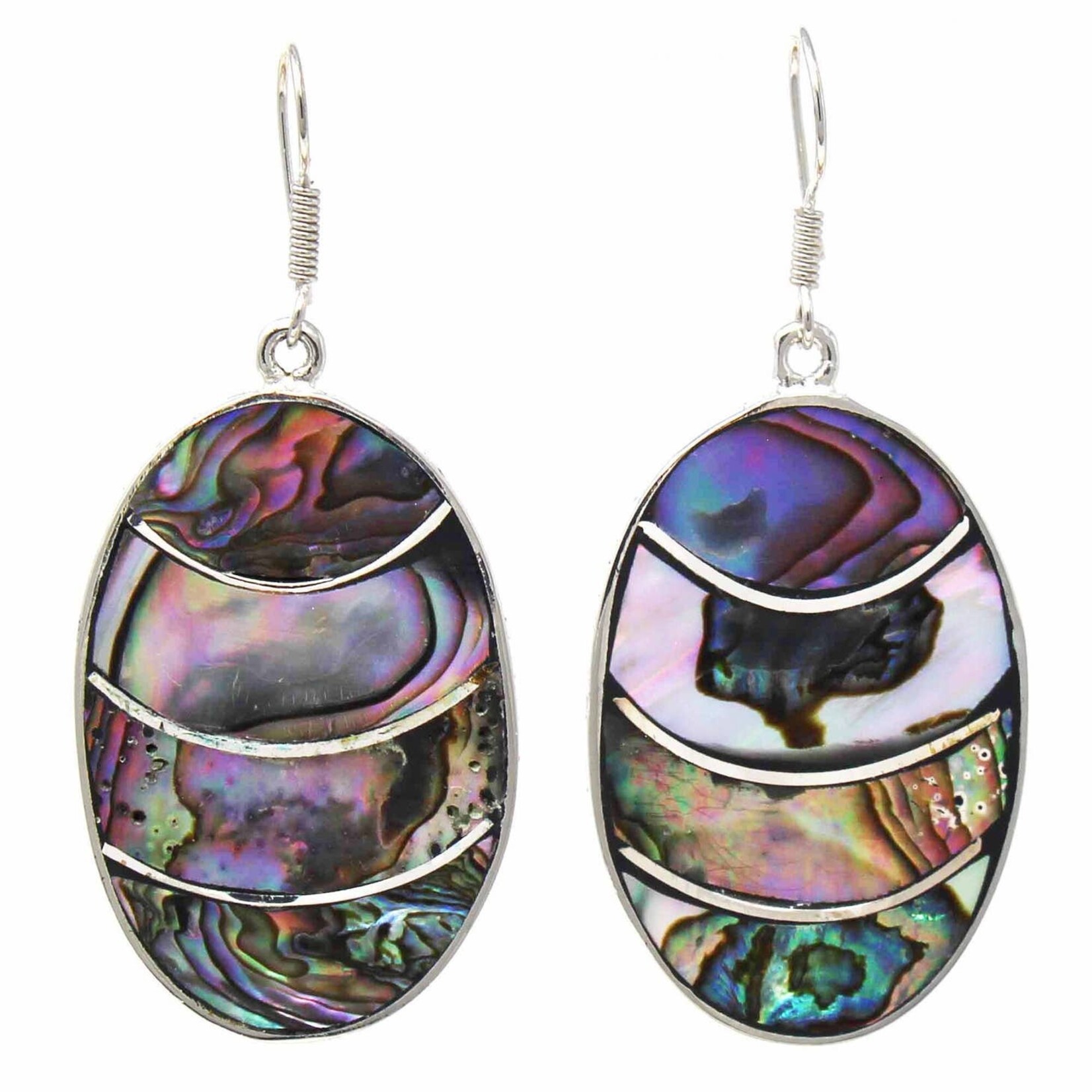 Ten Thousand Villages USA Lavender Frost Abalone Oval Earrings, Mexico