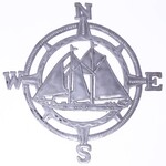 Global Crafts Nautical Compass with Sailboats Haitian Metal Wall Art, 12", Haiti