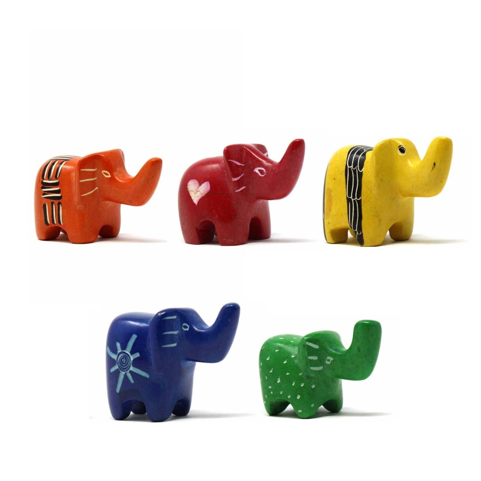 Global Crafts Soapstone Tiny Colored Elephants, Kenya