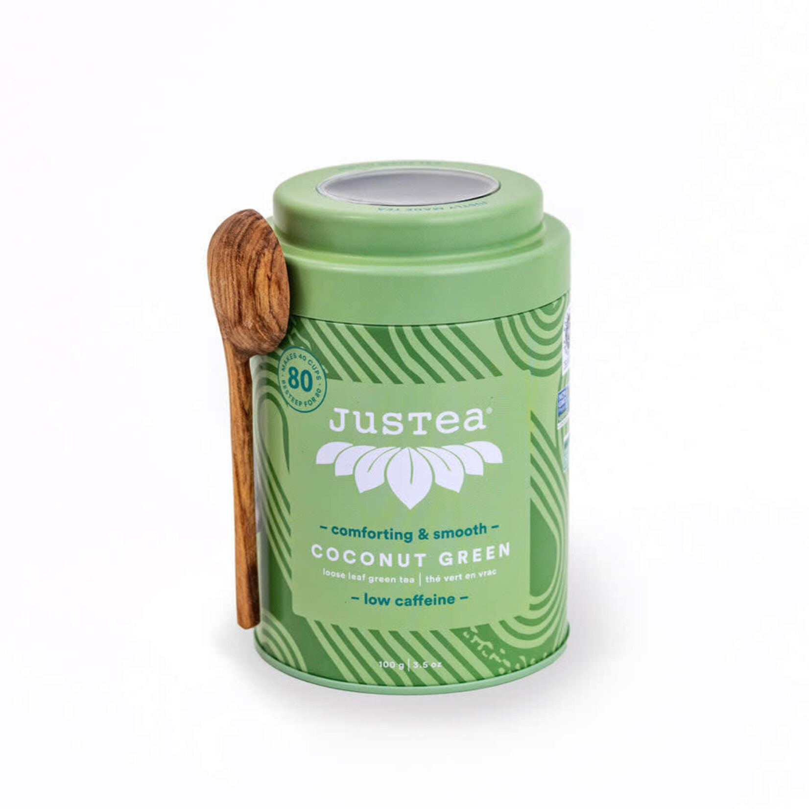 JusTea Justea Coconut Green Loose Tea Tin with Spoon
