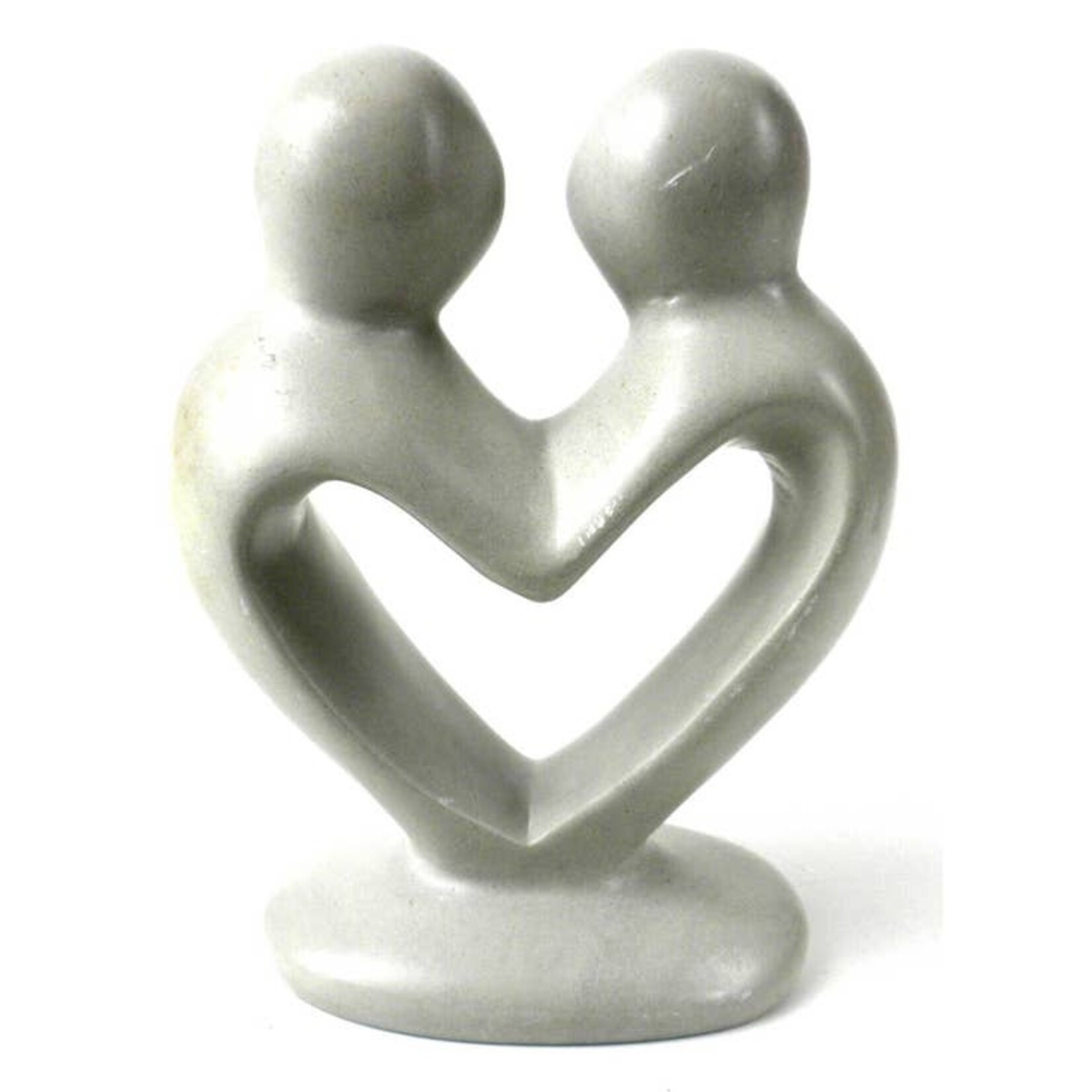 Global Crafts Lover's Heart Soapstone Sculptures - Natural Stone 4", Kenya