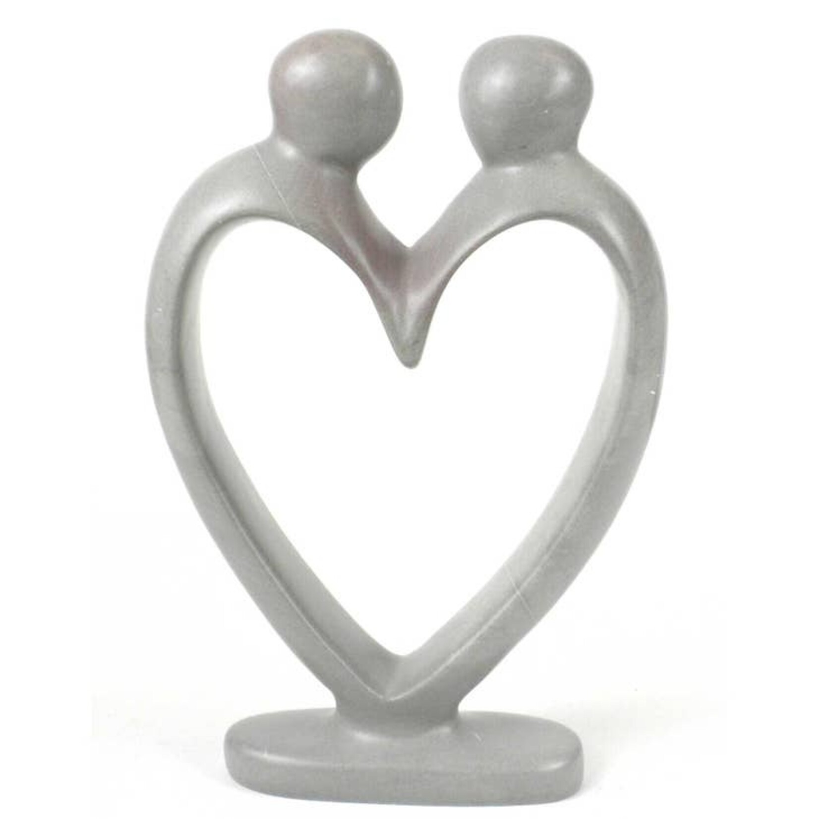 Global Crafts Lover's Heart Soapstone Sculptures - Natural Stone 8", Kenya