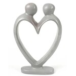 Global Crafts Lover's Heart Soapstone Sculptures - Natural Stone 6", Kenya