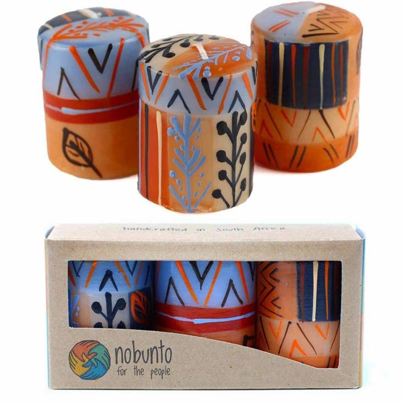 Global Crafts Hand Painted Votive Candles Set of 3 - Uzushi Design South Africa