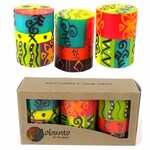 Global Crafts Hand Painted Votive Candles Set of 3 - Matuko Design, South Africa