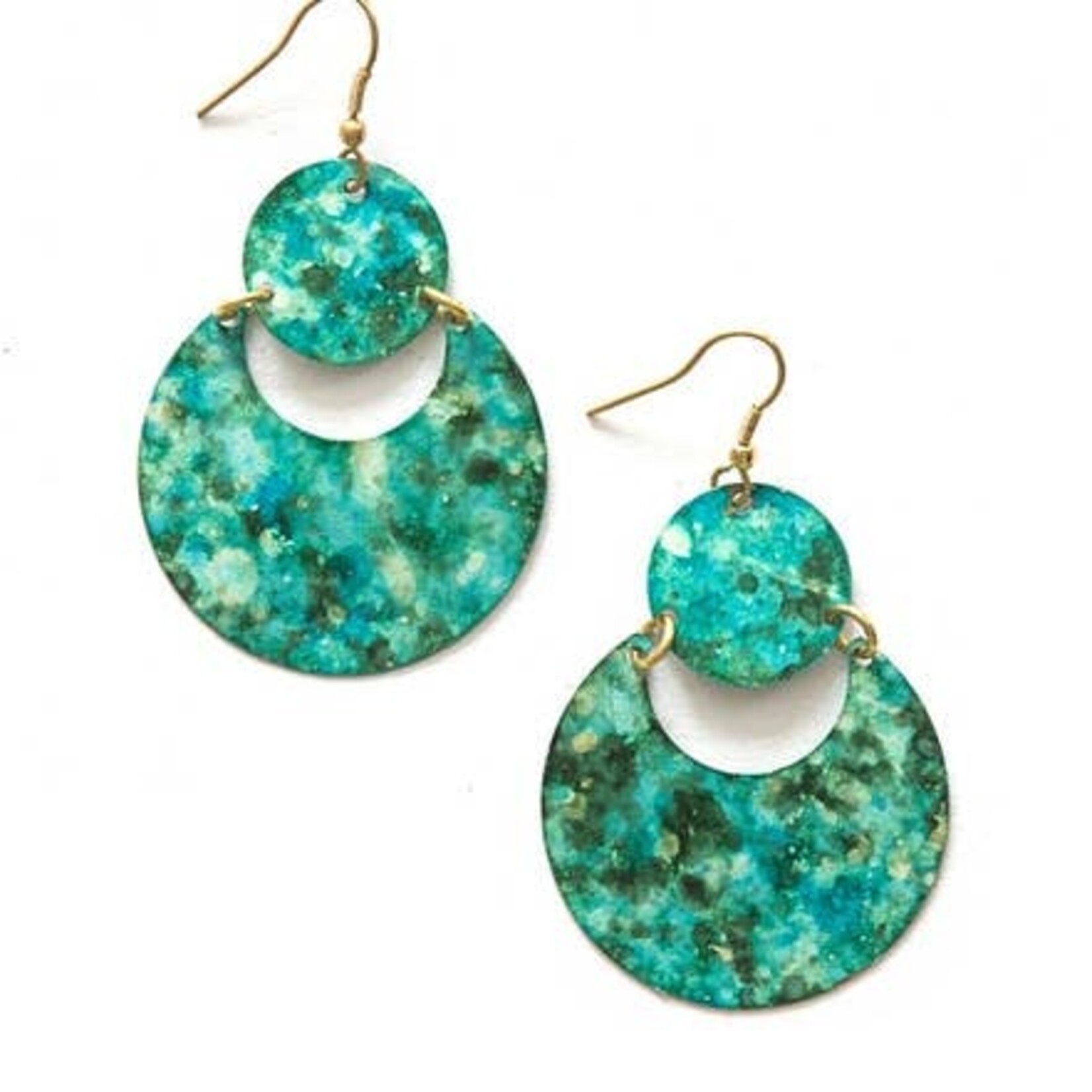 Fair Anita Cloudy Waters Turquoise Painted Earrings, India