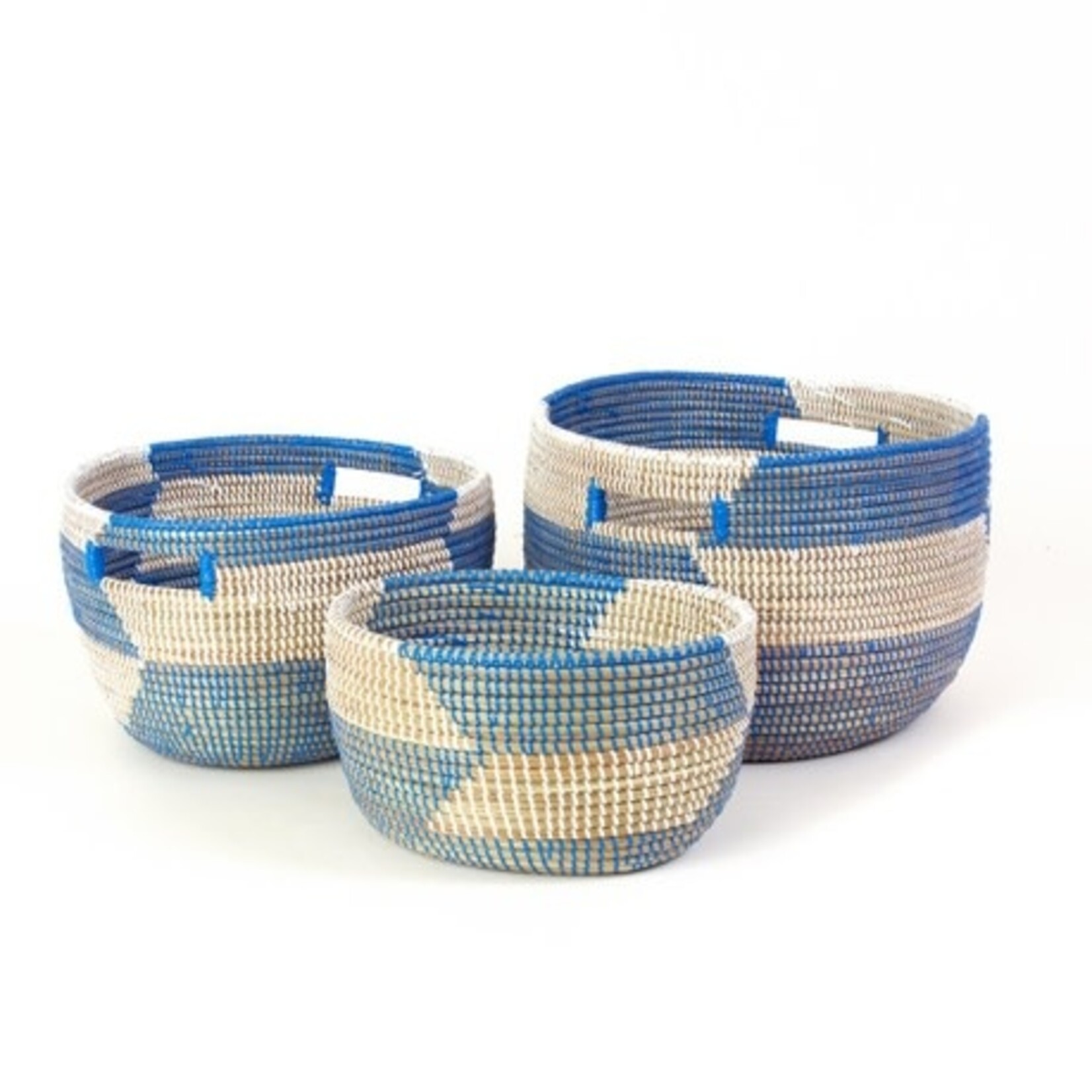 Swahili African Modern Herringbone Sewing Basket, Large, Senegal