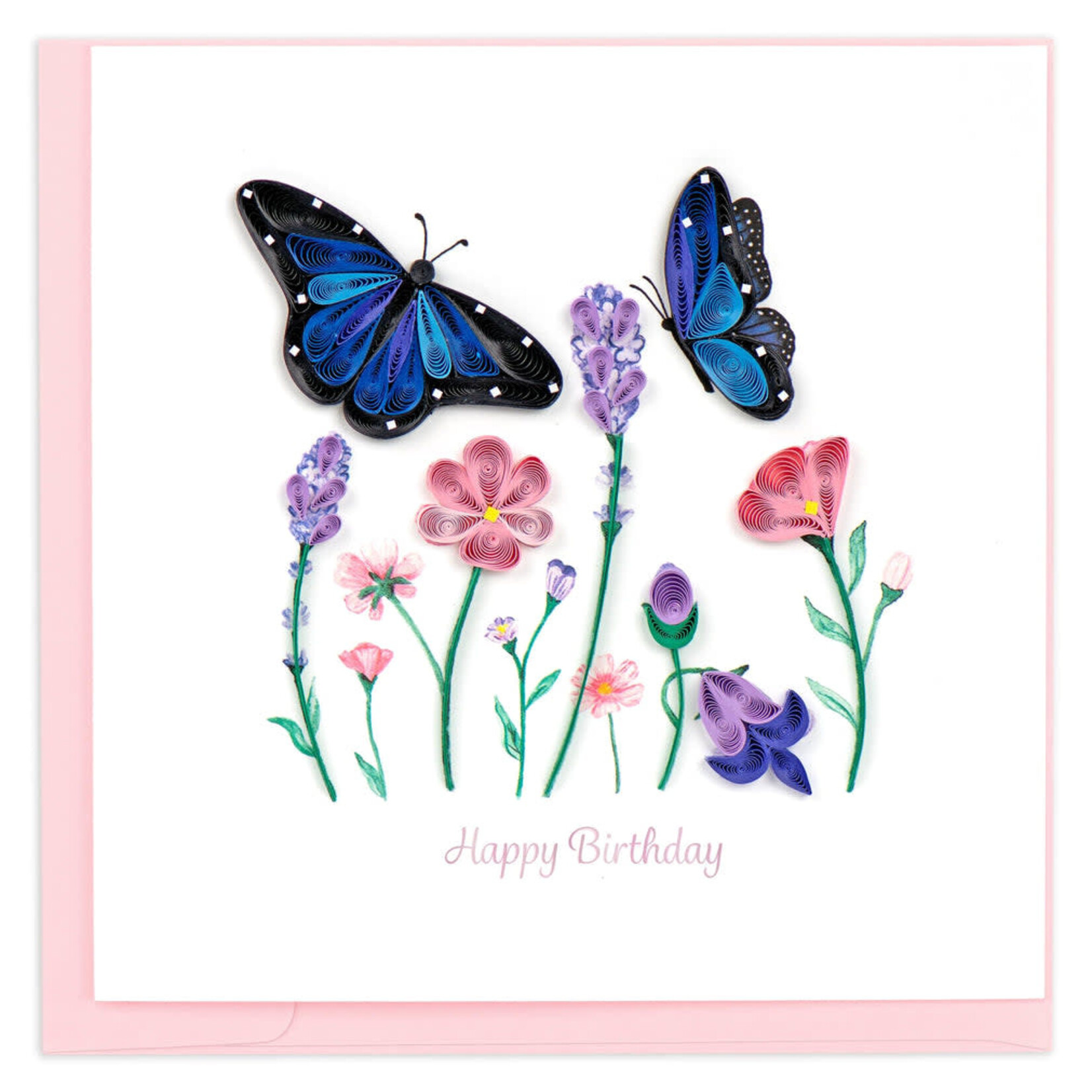 Kalyn Birthday Flowers and Blue Butterflies Quilling Card, Vietnam